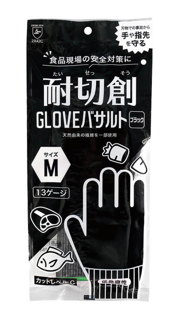 耐切創GLOVEバサルト  ブラック  M  1双